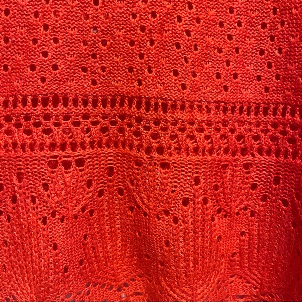 Free People Once Upon A Time Top – Red/Orange Lace Bell Sleeve Blouse - Picture 7 of 15